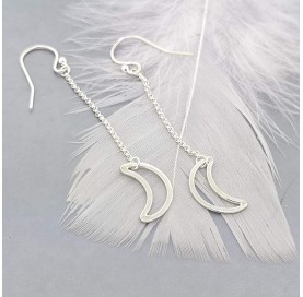 Pair of long moon dangle earrings