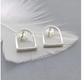 Pair of sterling silver horse stirrup studs