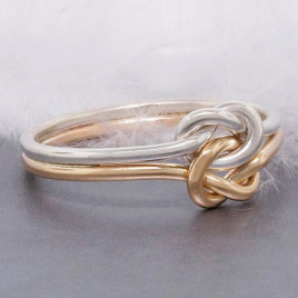 Gold and silver double love knot ring