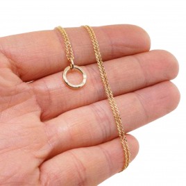 Solid gold circle of life karma layering necklace