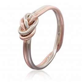 Bi-color solid gold nautical knot ring