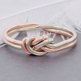 Bi-color solid gold nautical knot ring