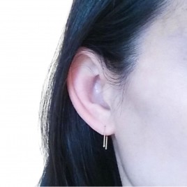 Solid gold staple ear climber earrings