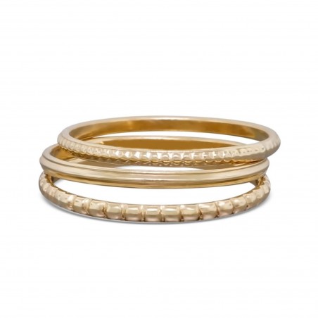 set of 3 gold patterned stacking rings