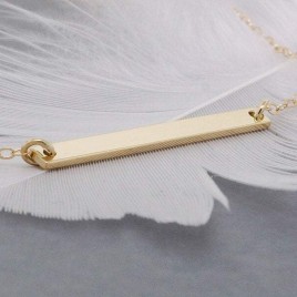 Solid gold long bar minimalist layering necklace