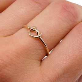 Solid gold heart knot ring