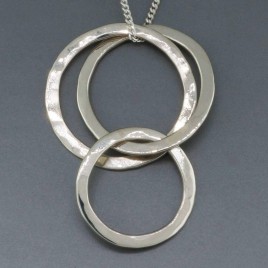 Sterling silver rings of life necklace, past, present and future