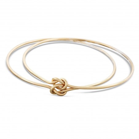 Solid gold double love knot bangle bracelet