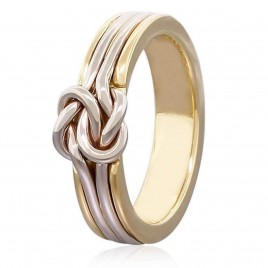 Unique engagement ring, double love knot gold wedding ring