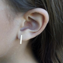 Solid gold stick stud earrings