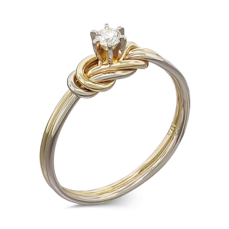 Gold and diamond climbing knot ring