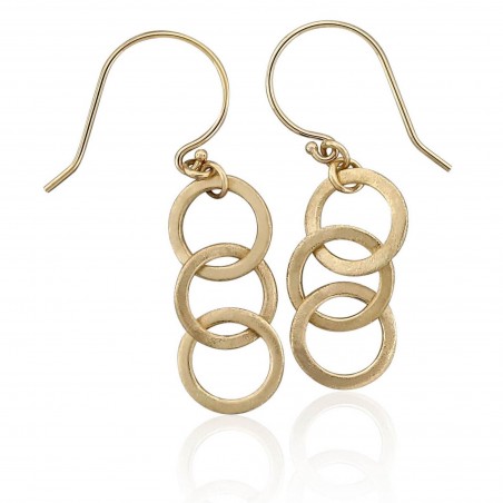 Solid gold open circles dangle earrings
