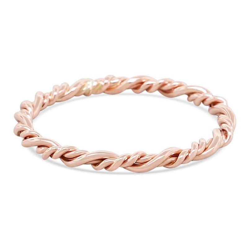Solid gold double twisted stacking ring