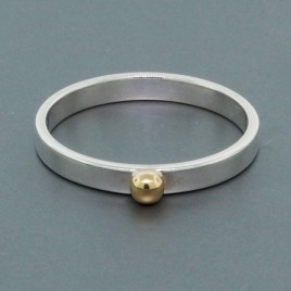 Gold Bubble Set On Silver Band Ring
