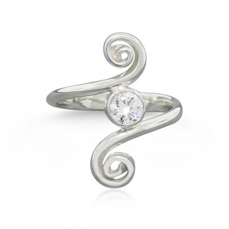 Sterling Silver Swirl Ring with birthstone