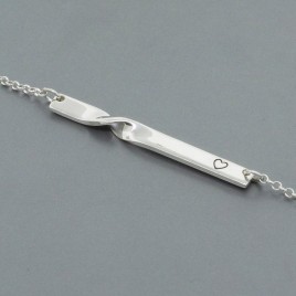 Personalized Sterling Silver Mobius Bar Necklace