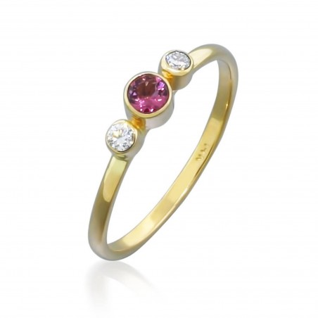 Gold Ring with Tourmaline and Diamonds