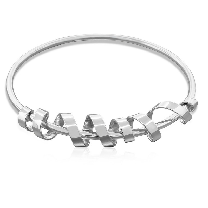 Sterling Silver Bangle With A Twist Design