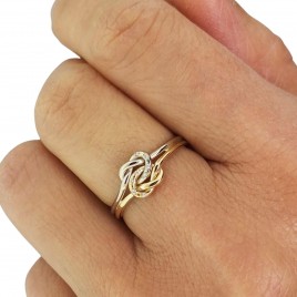 Double love knot ring with tiny diamonds