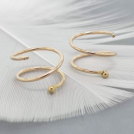 Pair of small solid gold spiral hoop earrings