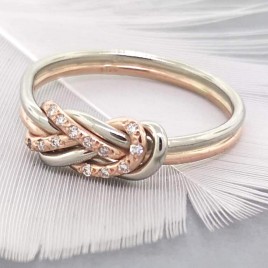 Climbing knot engagement ring with 13 diamonds