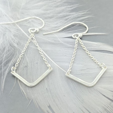Pair of long dangle chevron earrings