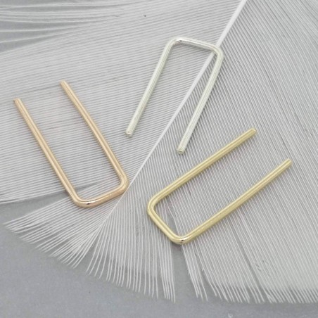 Pair of Minimalist staple earrings in sterling silver or gold-filled