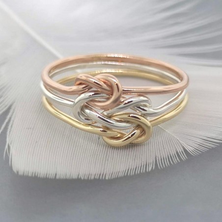 Mother-daughters ring in 14k gold and sterling silver