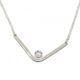 Modern Sterling Silver Chevron Necklace with Birthstone