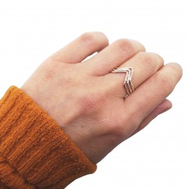 Chevron ring textured with small lines
