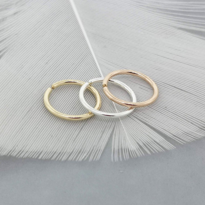 7mm sterling silver or gold filled threader hoop earring