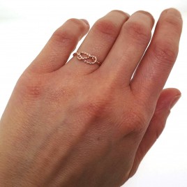 Figure 8 knot ring in sterling silver or gold filled with rope texture