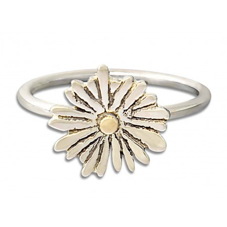 Daisy ring in sterling silver and gold