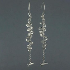 Sterling silver long spiral twist earrings with gemstones