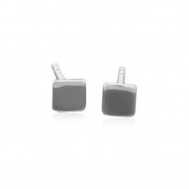Pair of sterling silver tiny square stud earring