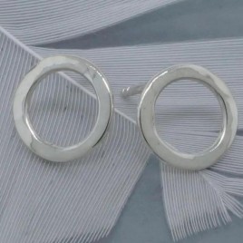 Pair of Sterling silver karma circle stud earrings