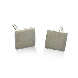 Pair of sterling silver square stud earrings
