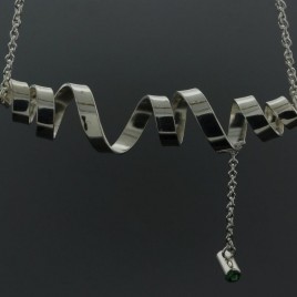 Sterling Silver Twisted Pendant Necklace with Double Sided Tube
