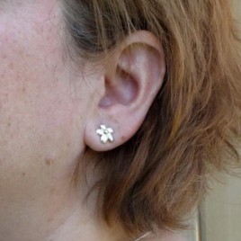 Small sterling silver flower stud earrings