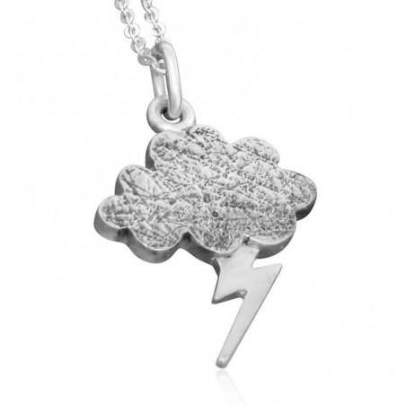 Cloud and lightning bolt necklace