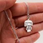 Sterling silver Kokeshi doll necklace