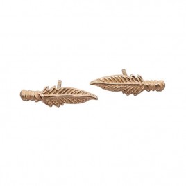 Tiny solid gold feather stud earrings