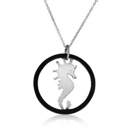 Sterling Silver Oxidized Seahorse Pendant Necklace