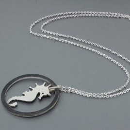 Sterling Silver Oxidized Seahorse Pendant Necklace