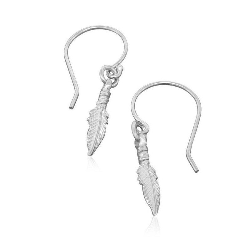 Sterling Silver Feather Dangle Earrings