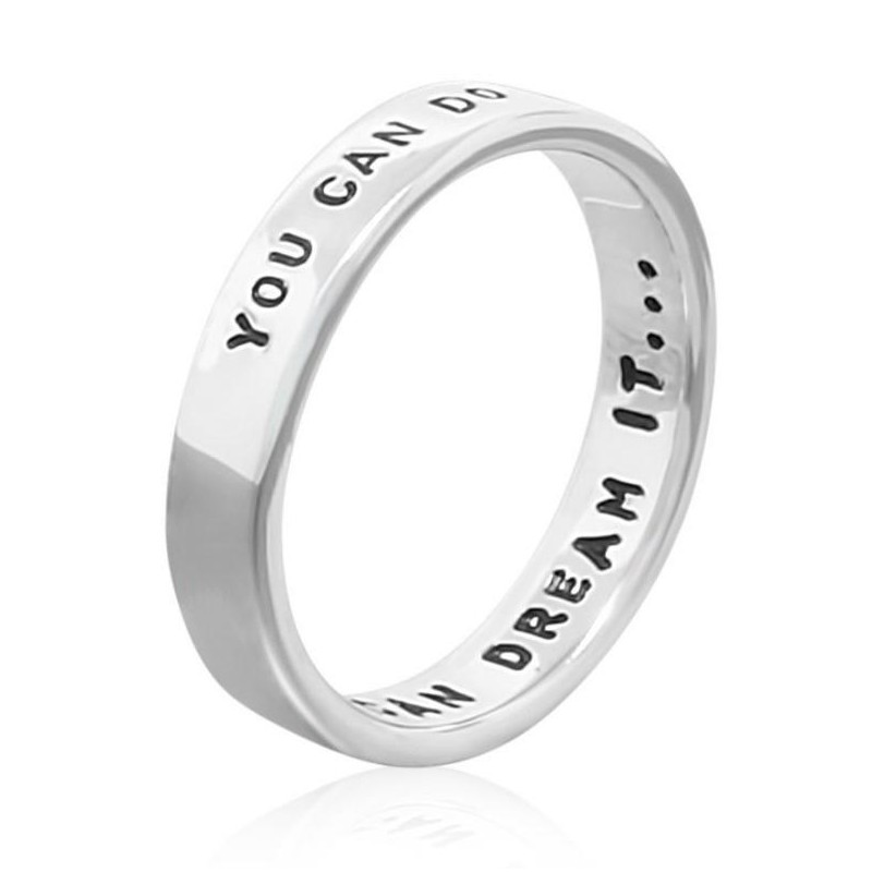 Double-sided personalized message sterling silver ring