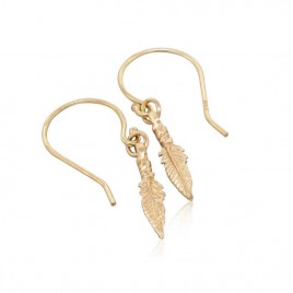 Boucles d'oreilles pendantes plumes en or