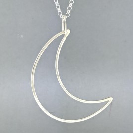 Bold sterling silver moon quarter necklace