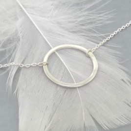 Silver halo circle karma necklace