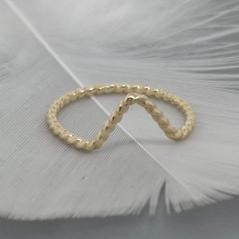 Chevron Ring with a rope texture in silver or gold-filled